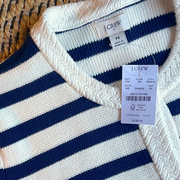 NWT J. Crew Factory Striped cotton lady jacket cardigan sweater - Picture 5 of 6